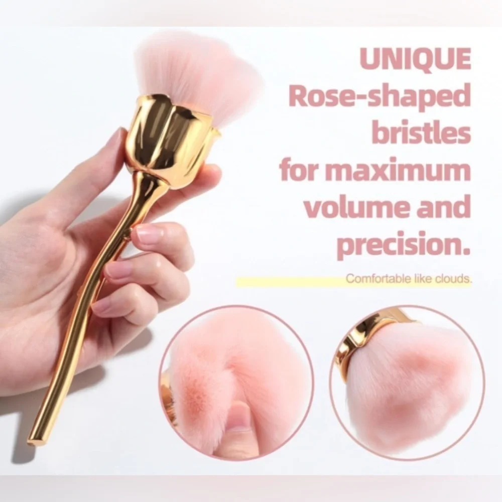 Beautiful Rose Shape Powder Foundation Brush with Eye Makeup Tool